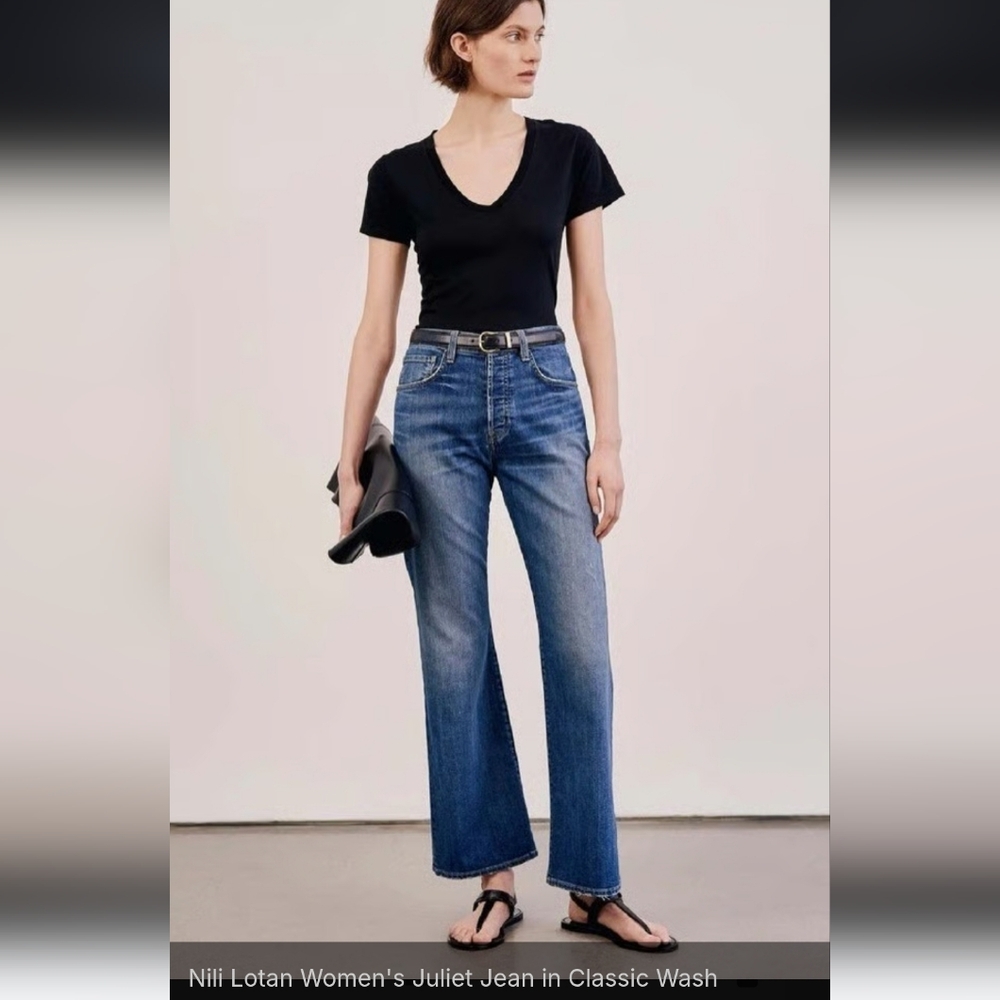 Nili Lotan Juliet Distressed Wide Leg Jeans